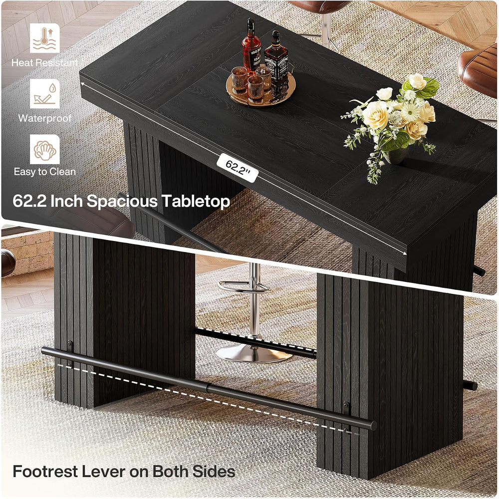 Tribesigns 62.2 Inch Bar Table, Industrial Counter Height Pub Dining Table
