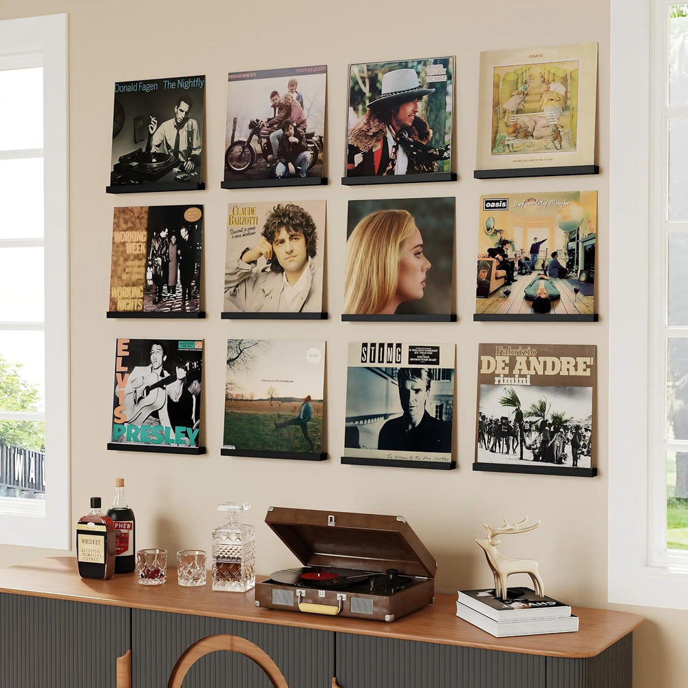 Emfogo Vinyl Record Shelf Wall Mount, Record Holder Wall, 12 inch Album Vinyl...