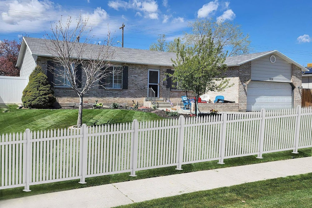Outdoor Garden Vinyl Fence (4Sets), W84 X H36 White Picket Fence Panels Priva...