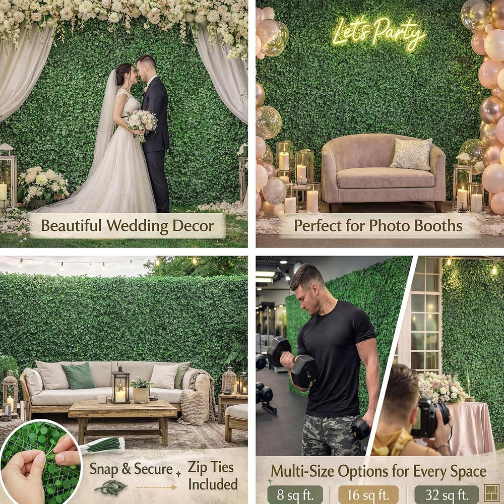 Crowye 48 Pcs 10 x 10 Inch Grass Wall Panel, Artificial Boxwood Wall Panels