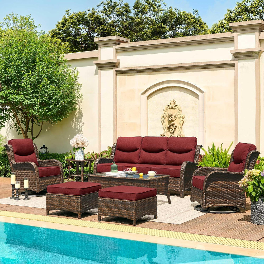 HILLGA Luxury Outdoor Patio Furniture Set with 6-Inch Thick Cushions