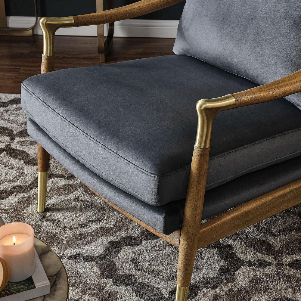 Modway Langford Stain-Resistant Performance Velvet Armchair – Mid Century Mod...