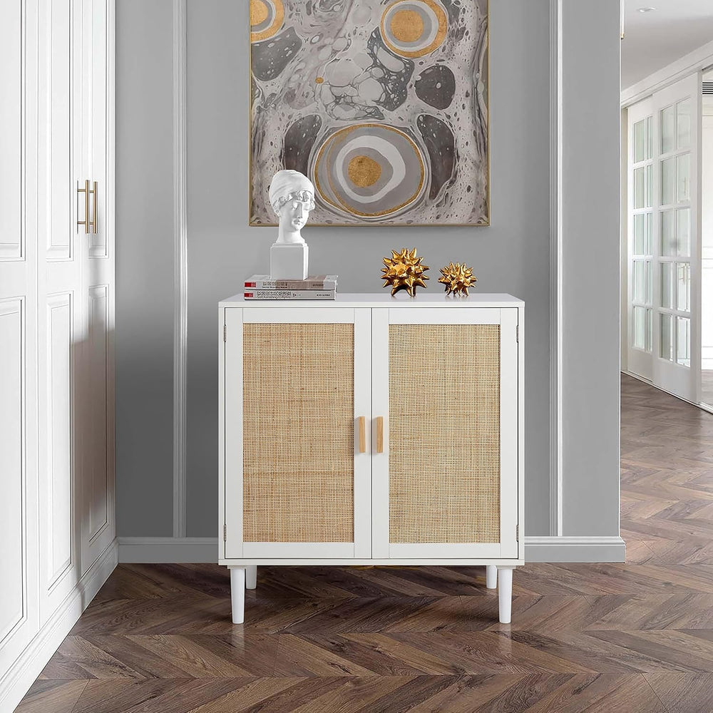 Finnhomy Sideboard Buffet Cabinet, Kitchen Storage Console with Rattan Decora...