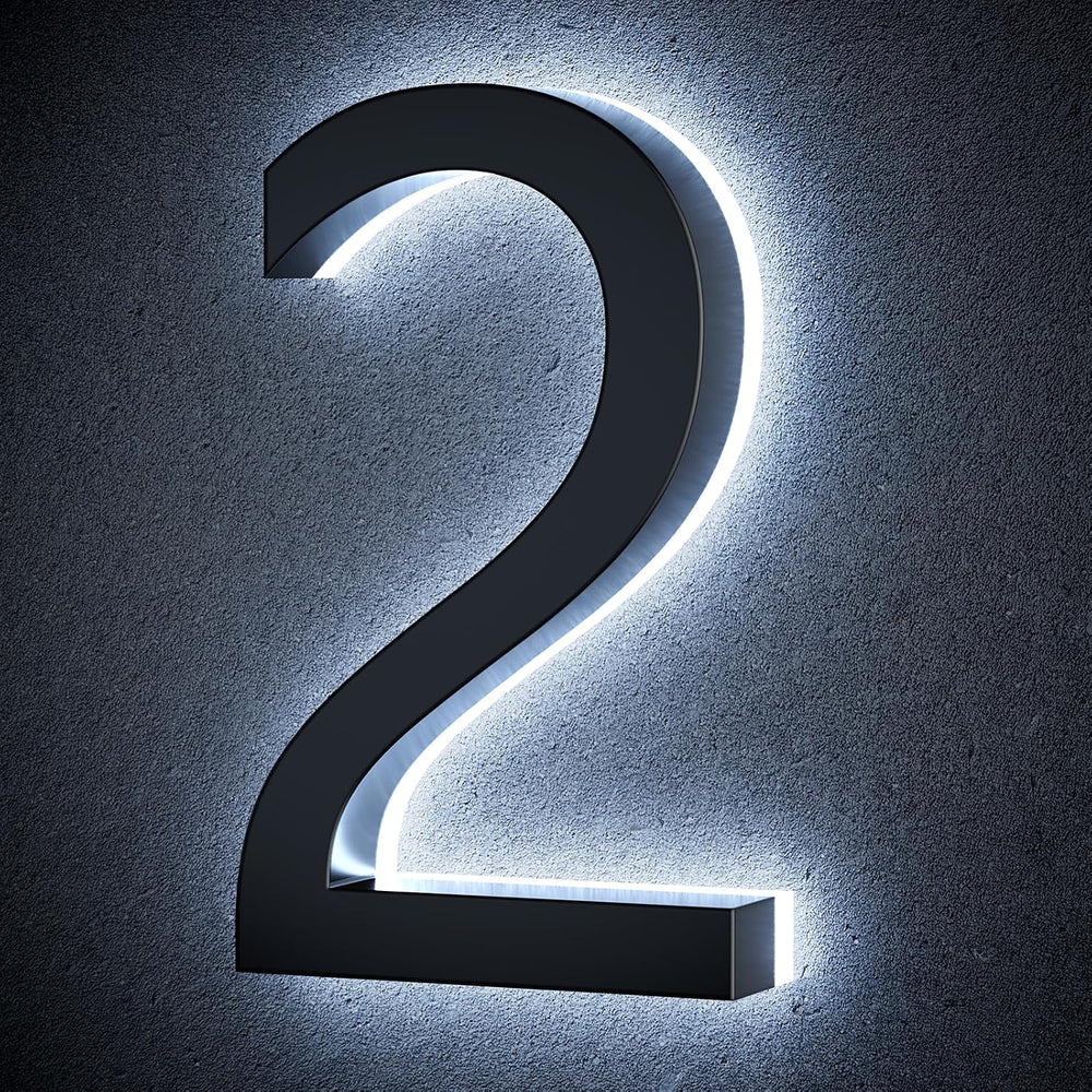9 Inch Backlit House Numbers for Outside, Stainless Steel