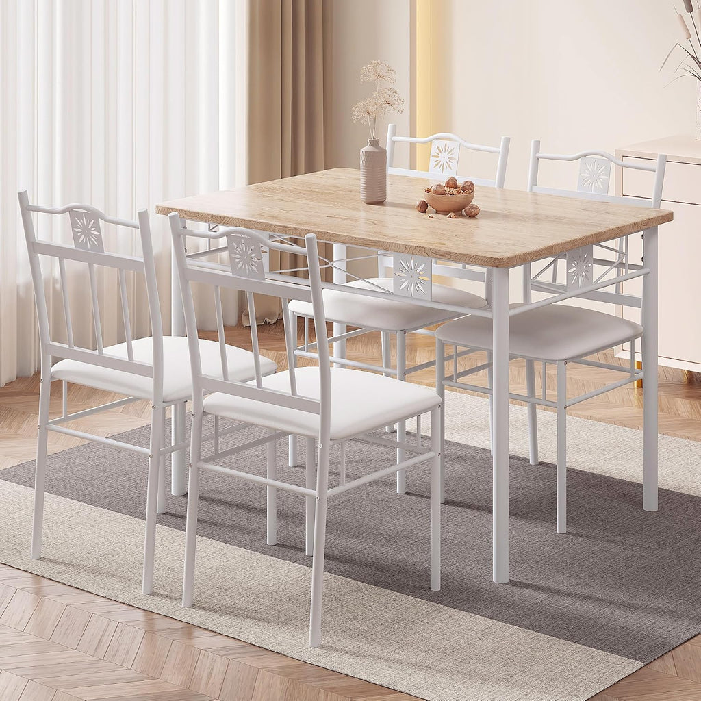 vecelo 5 piece dining table set for 4 shown in use