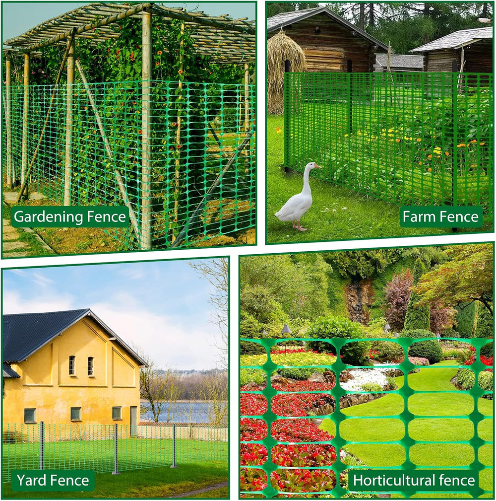 Safety Fence Plastic Mesh Fencing Roll,1 Roll with 25 Steel Stakes