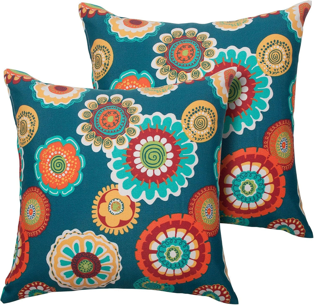 Magpie Fabrcis Pack of 2 Outdoor Waterproof Throw Pillow with Insert 18 x 18 ...
