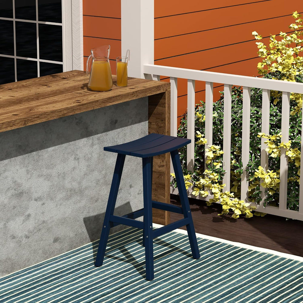 HDPE Laguna Contempo 29" Saddle Bar Stool, Navy Blue