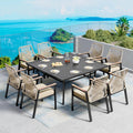 SUNSHINE VALLEY 9pc Patio Dining Set, 57.5" Square Table & 8 Rattan Chairs