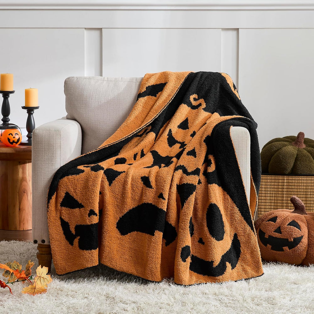 WDCOZY Halloween Throw Blanket Reversible Super Soft Knitted Blankets for Cou...