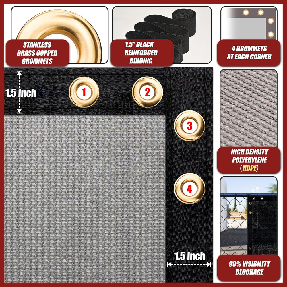Amgo 4' x 24' Fence Privacy Screen, Heavy Duty Mesh Outdoor & Bac...