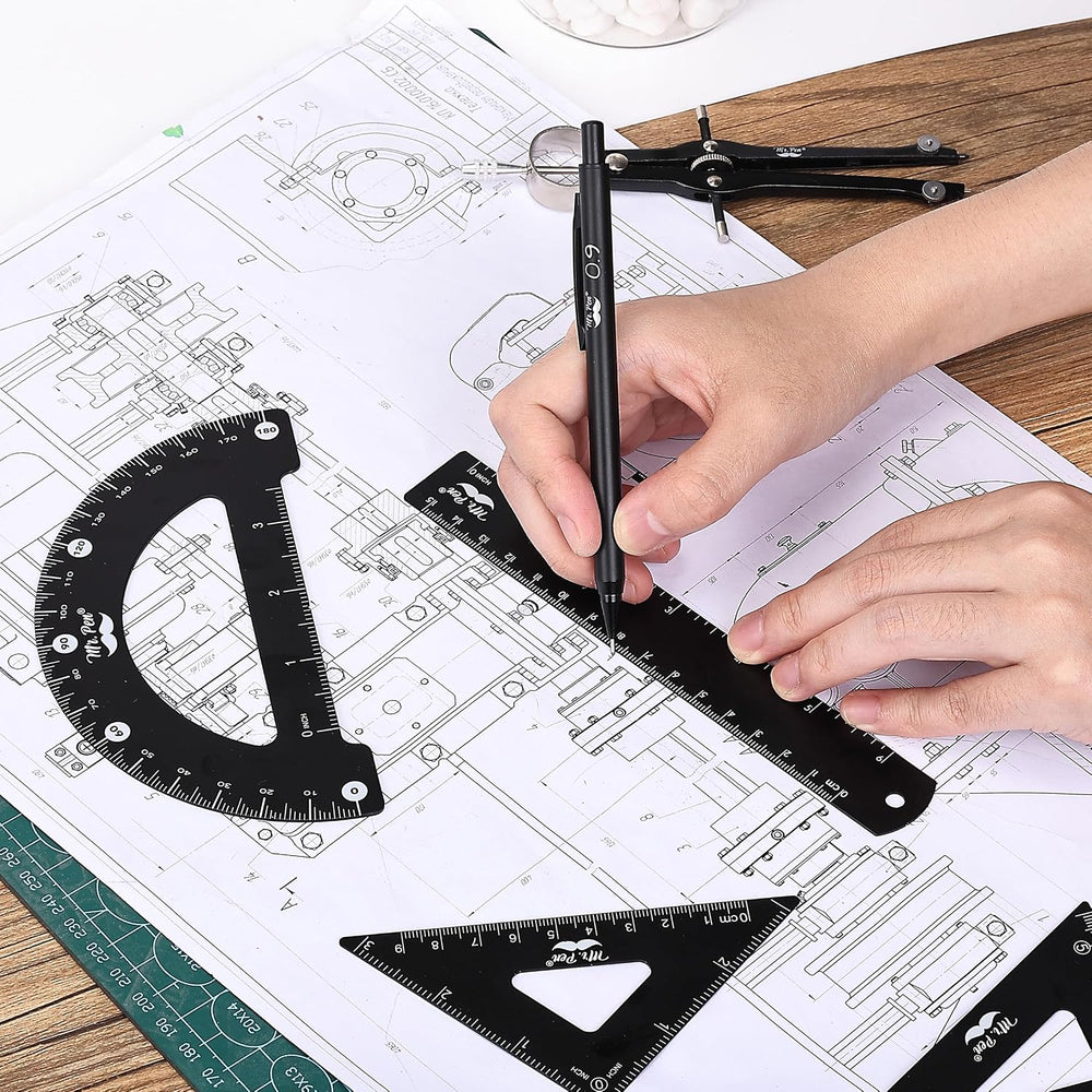 Mr. Pen- Professional Geometry Set, 15 pcs, Drafting Tools with Protractor
