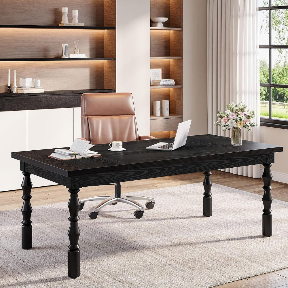 Tribesigns Large Black Executive Office Desk, 62.2" Farmhouse Computer Desk