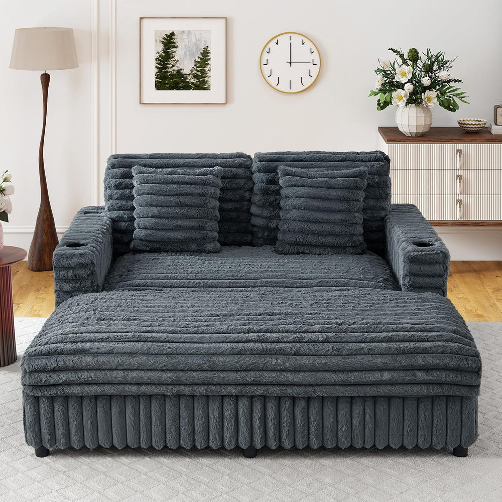 RARZOE 60.43'' Oversized Chaise Lounge Chair Indoor, Grey