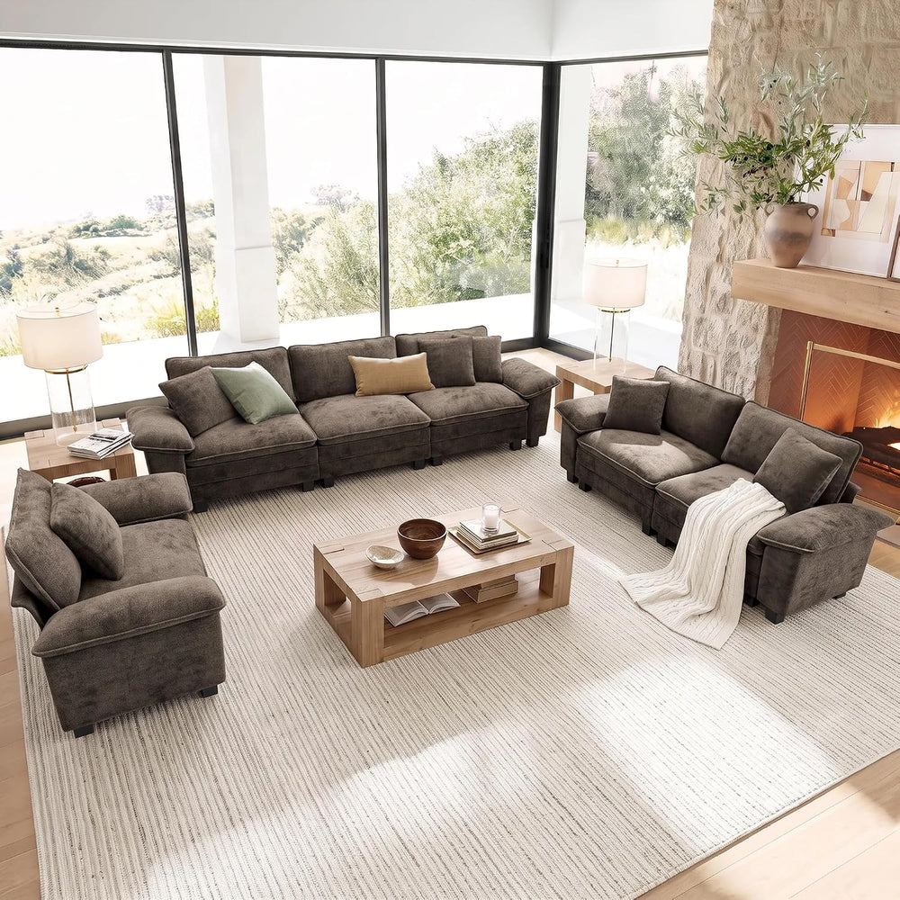SUNSHINE VALLEY 3-Piece Modular Sectional Couch Set with Armchair Loveseat