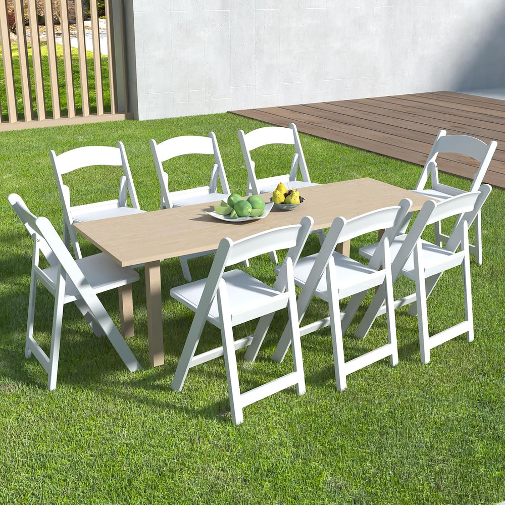 8 Pack Resin Folding Chairs with Cushion for Wedding, Party, School