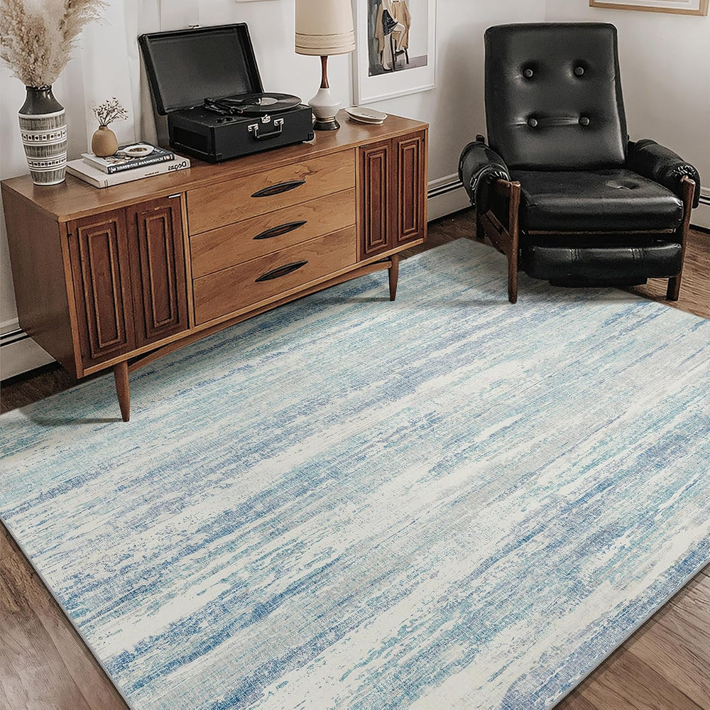 MUJOO Washable Rug 4x6.5 Area Rugs Low Pile Non Slip Modern