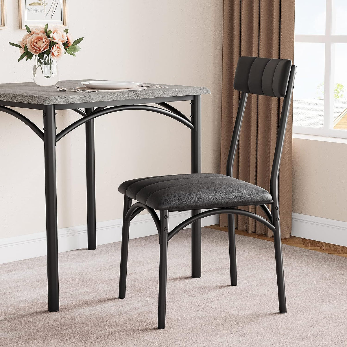 amyove modern rustic gray square dining set, 29.2', side view