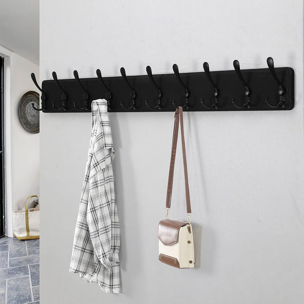 Dseap Coat Rack Wall - Heavy-Duty 38-1/4" Long, with Reinforced 10 Custo...