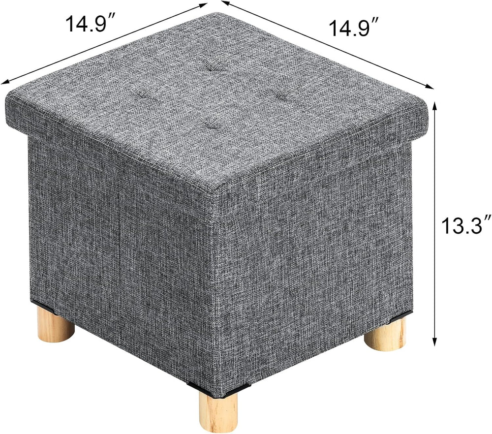 Asense Small Storage Ottoman,Foldable Foot Stool with Reversible Tray Lid and...