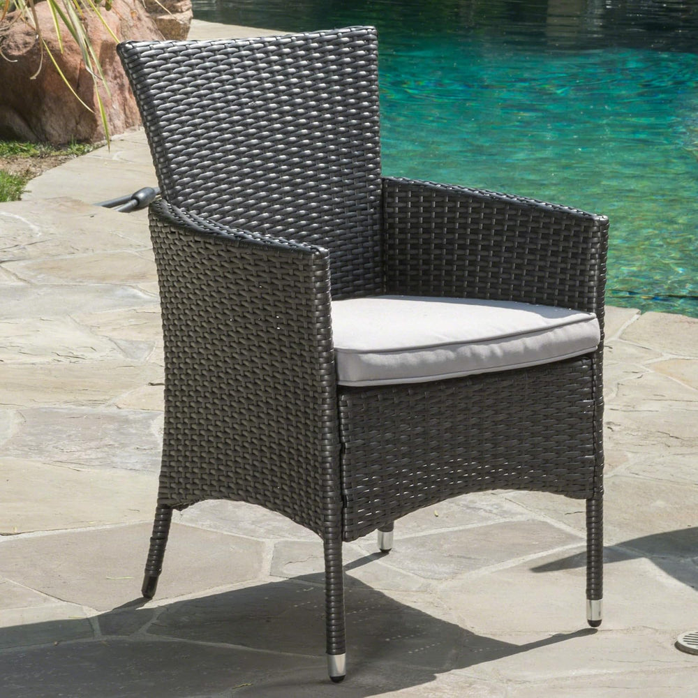 GDFStudio Christopher Knight Home Malta KD PE Wicker Dining Chairs, 2-Pcs Set...