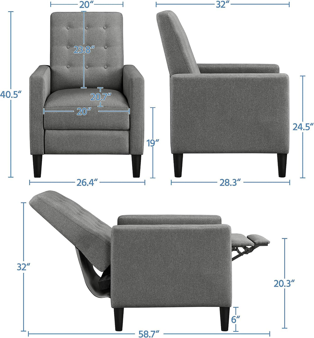 Yaheetech Fabric Recliner Chair Tufted Upholstered Single Sofa Gray