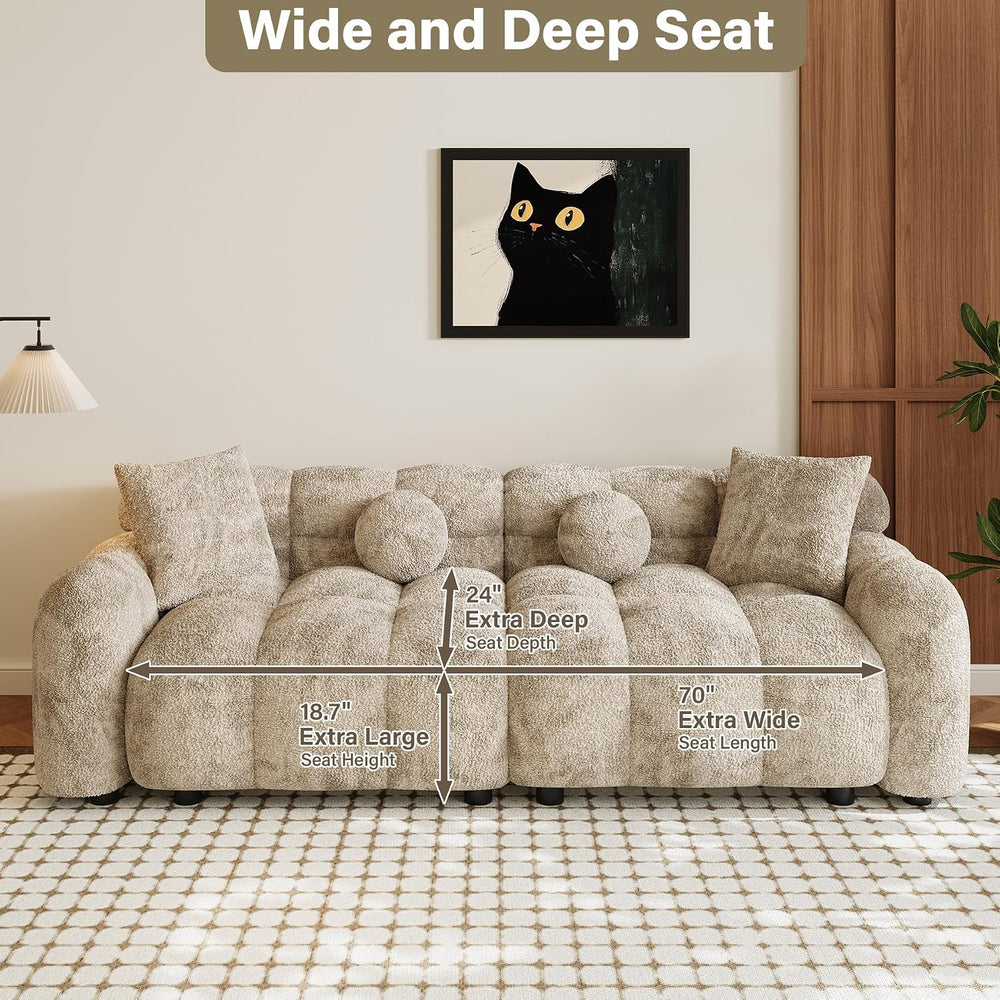 Wrofly 2-Piece Chenille Cloud Sofa Set, Loveseat & 3-Seater, Light Brown