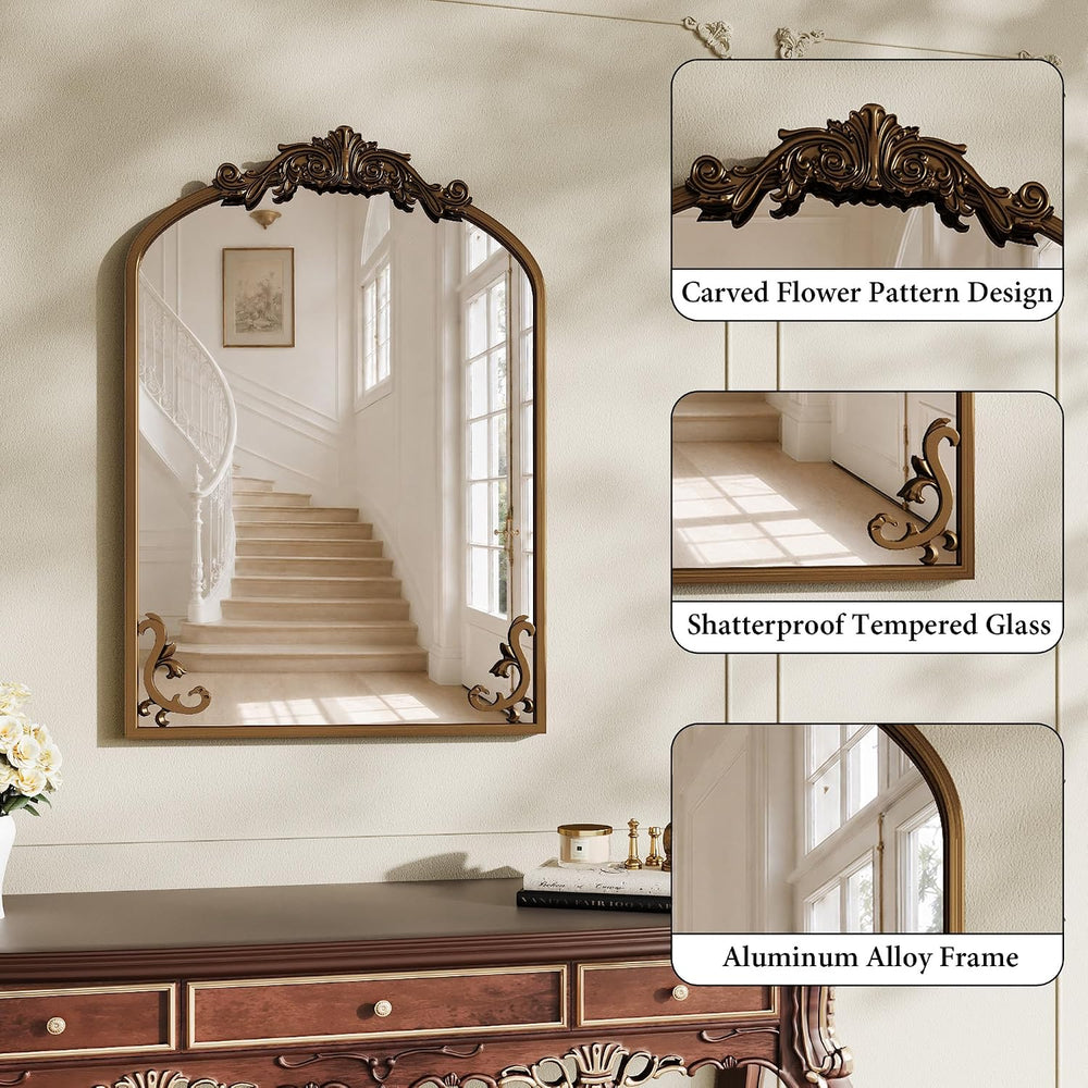 Koonmi Vintage Wall Mirror, 30“x22” Arched Antique Mirror