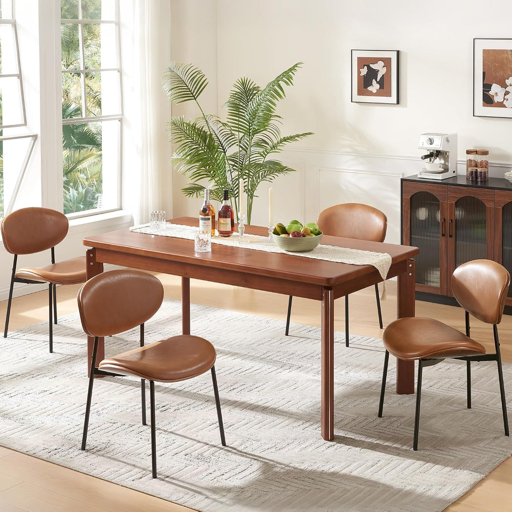 BedsPick Mid-Century Modern Dining Chairs Set of 4, PU Leather Upholstered Di...