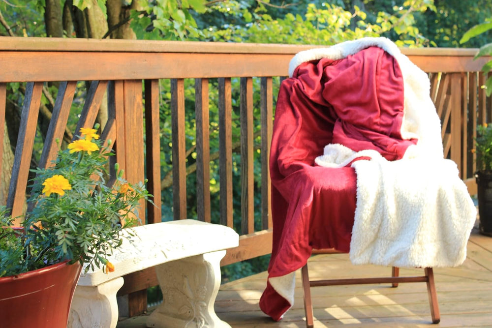 Tache Sherpa Throw Blanket Red 50x60 Inch - Solid Burgundy Wine Red and White...