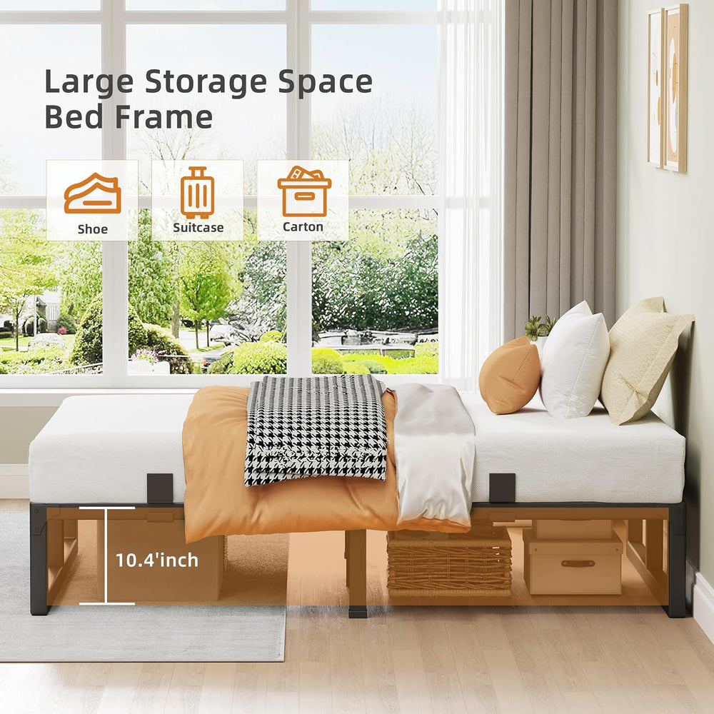 12 Inch Metal King Bed Frame with Steel Support, Noise-Free