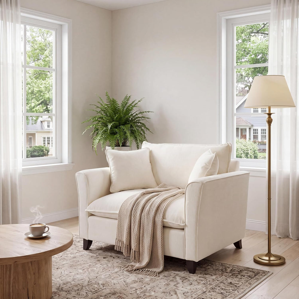 ERYE 46.9" Chenille Upholstered Accent Chair Wide Seat for Living Room B...