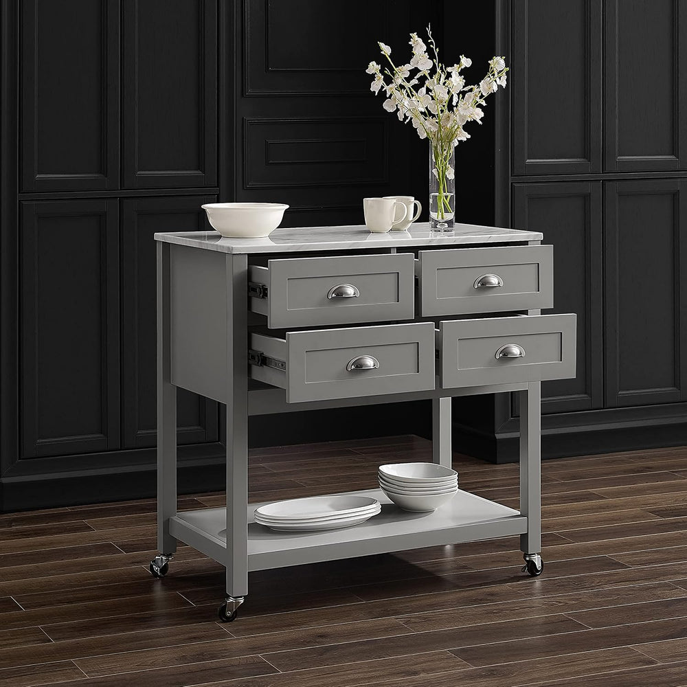 Crosley Furniture Connell Rolling Kitchen Island, Storage Drawers