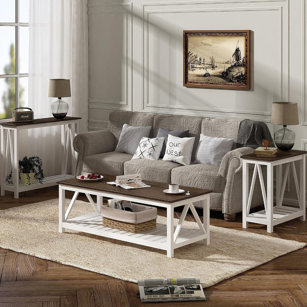 ChooChoo 47" Farmhouse Coffee Table with A-Frame Design for Living Room