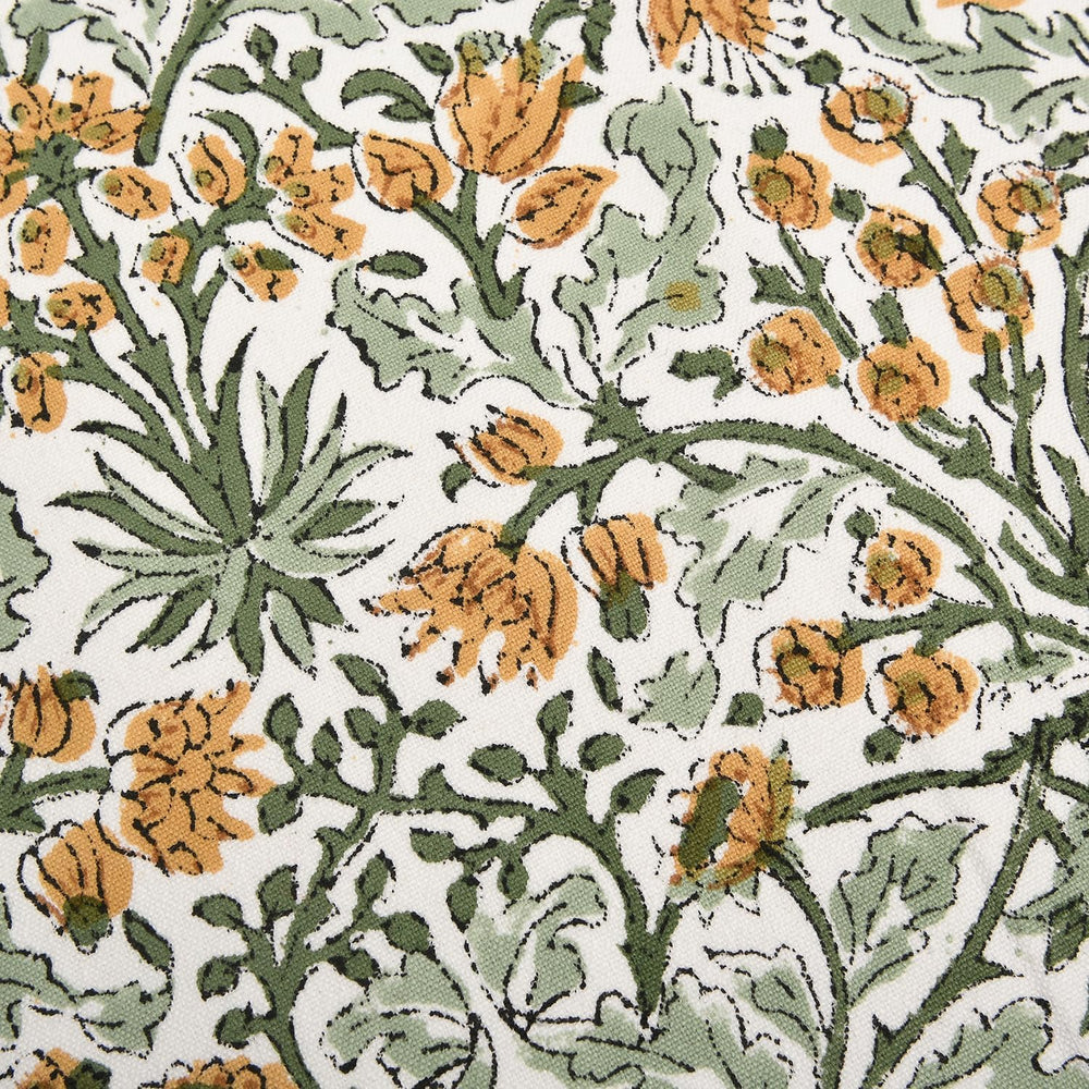 Ridhi Goldenrod Yellow Block Print Cotton Pillow Cover 18x18 Inch Set of 2