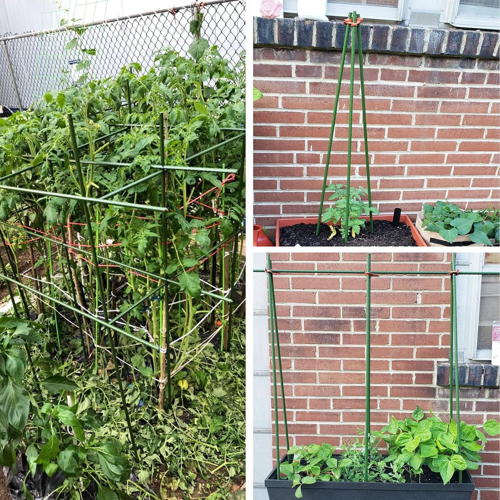 Sturdy Metal Garden Stakes 5 Ft Plastic Coated Steel Plant Sticks for Tomatoe...