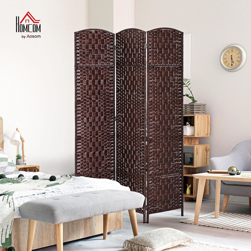 HOMCOM Room Divider 3-Panel, 6FT-Tall Folding Privacy Screen, Brown