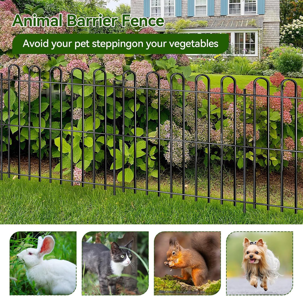 25 Panels Decorative Garden Fence, 50ft X 32in Rustproof Metal Animal Barrier...