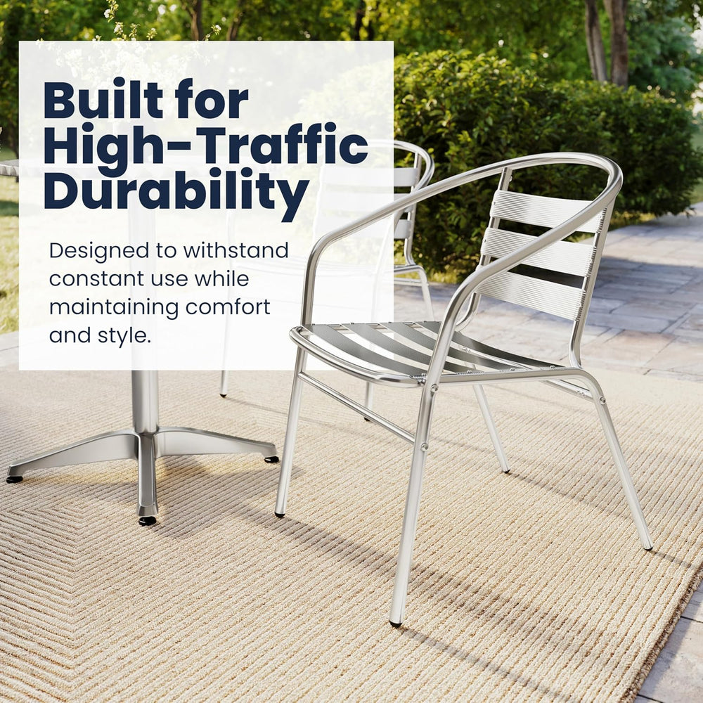 Flash Furniture Lila 4 Pack Commercial Aluminum Indoor-Outdoor Restaurant Sta...