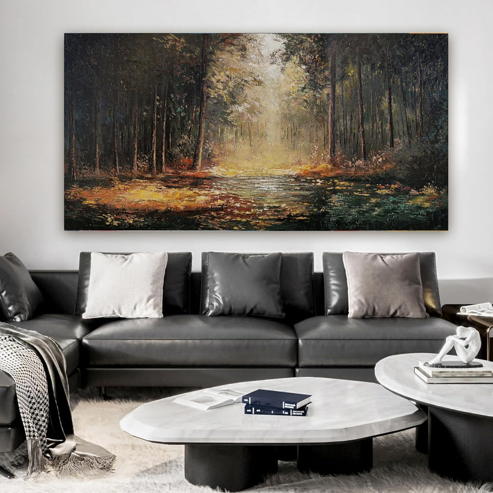 Large Canvas Wall Art Decoration Yellow Forest Landscape Wall Art 29"x58...