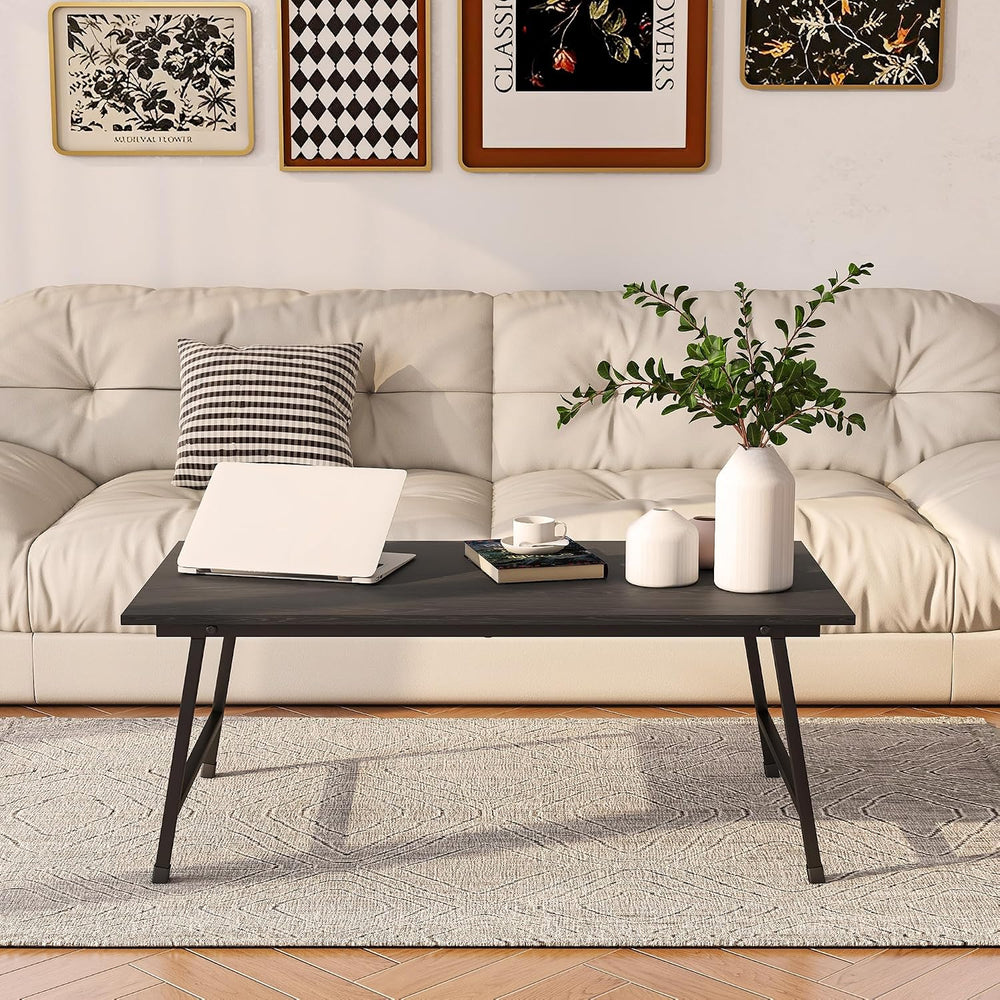 Low Coffee Table Foldable,Simple Modern Rectangular Center Table,Black Sand