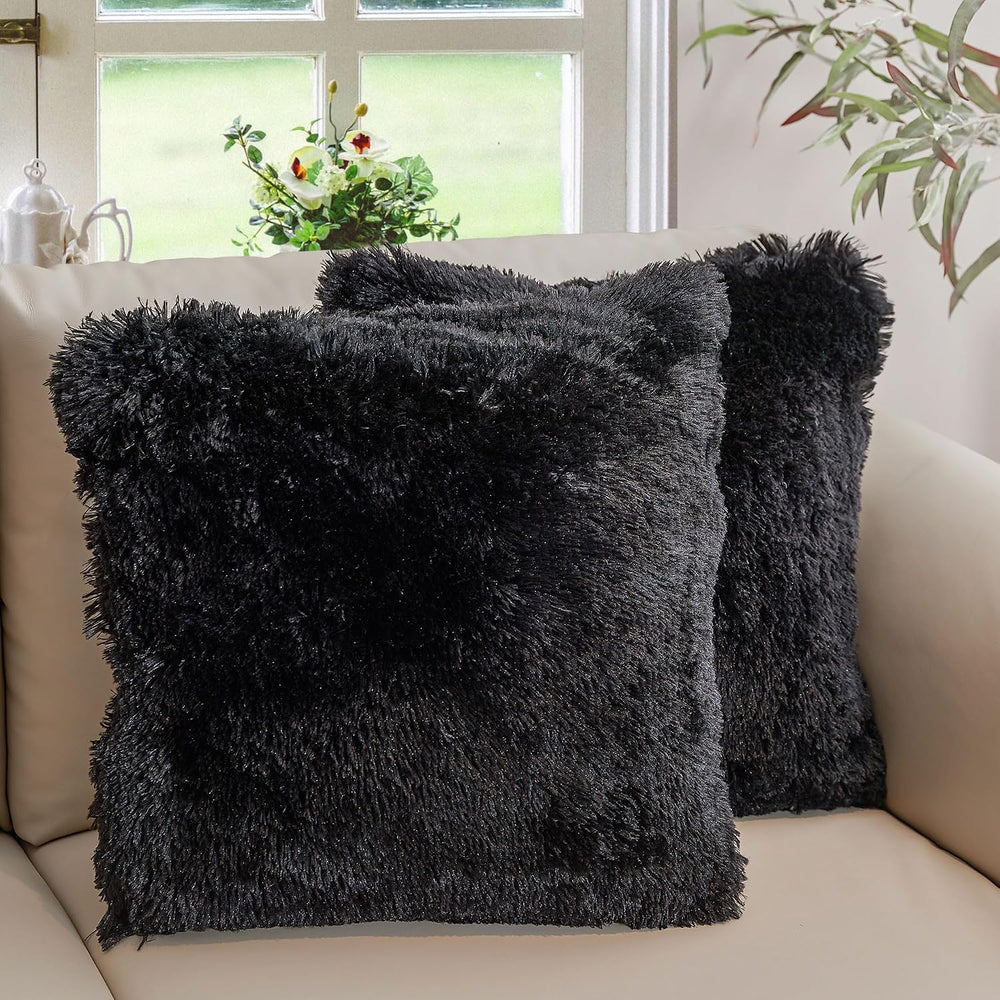 Cheer Collection Throw Pillows for Couch and Bed, Soft Shaggy Throw Pillows w...