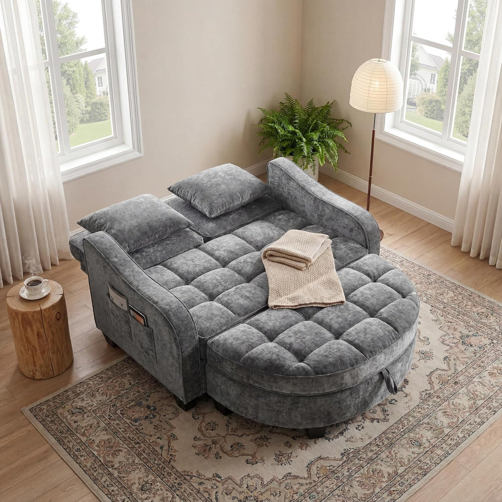 ERYE Chenille Tufted Loveseat Sofa and Ottoman Set