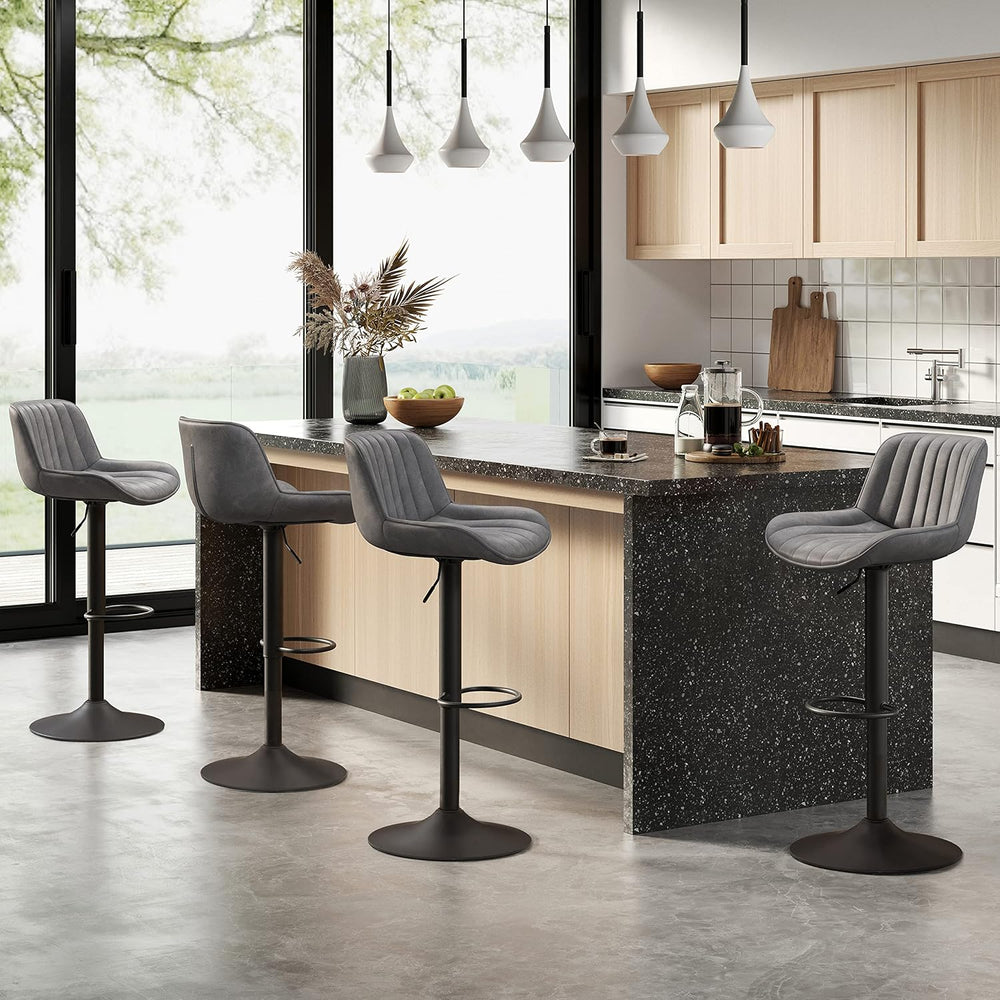 Volans Bar Stools Set of 2, Mid Century Modern Faux Leather Swivel Adjustable...