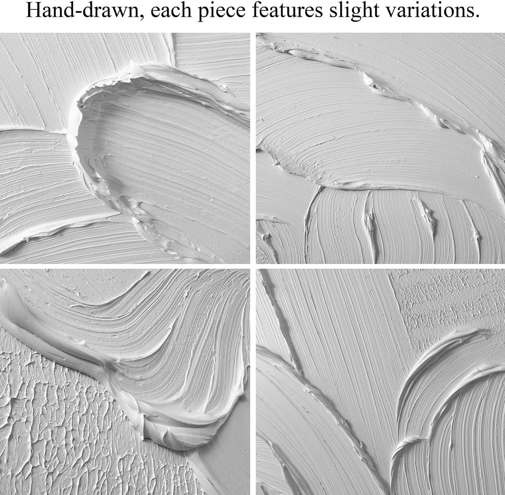 White Abstract Canvas Wall Art Extra Large Hand Painted Oil Painting