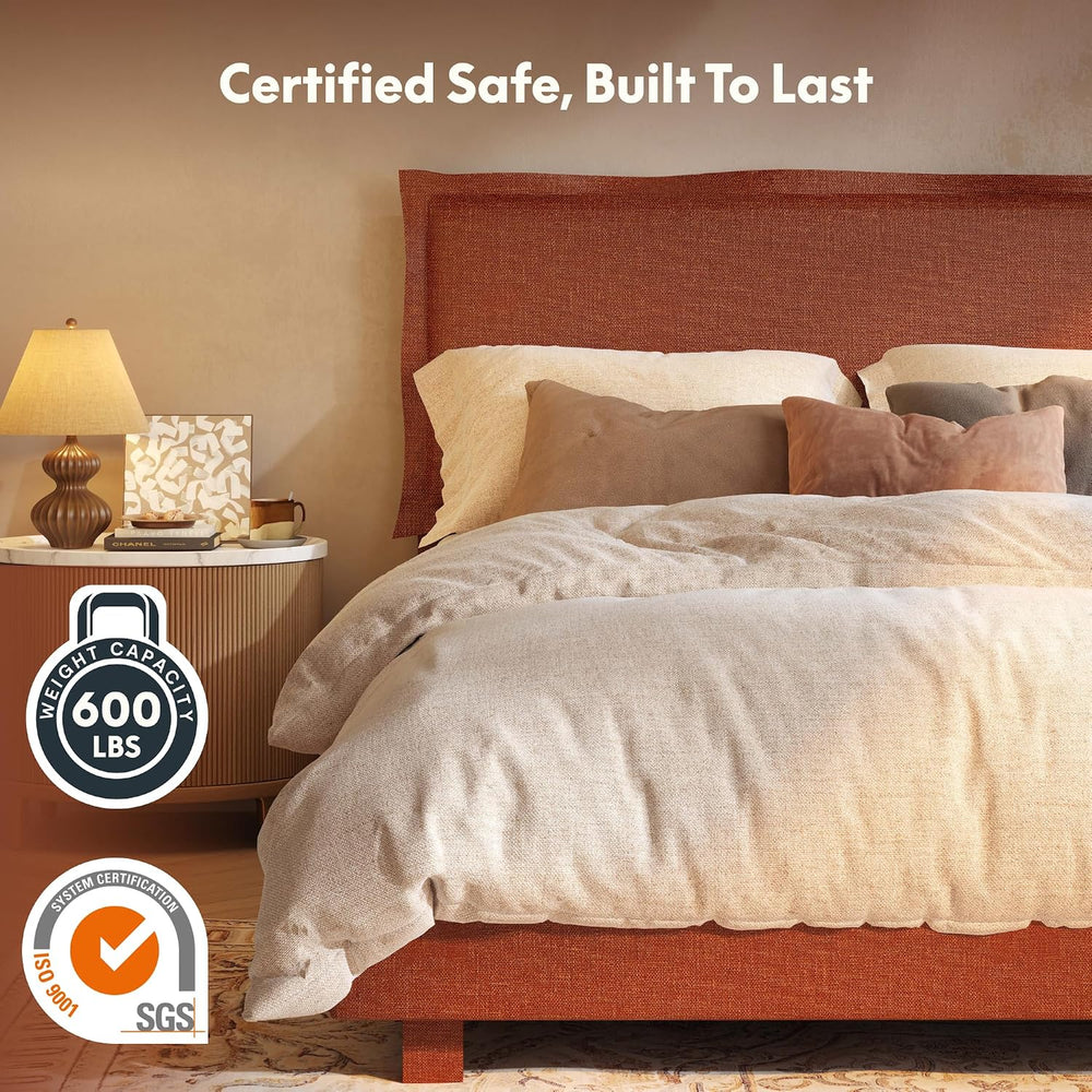 FLEXISPOT Adjustable Bed Base with Upholstered Bed Frame, Head & Foot Lift