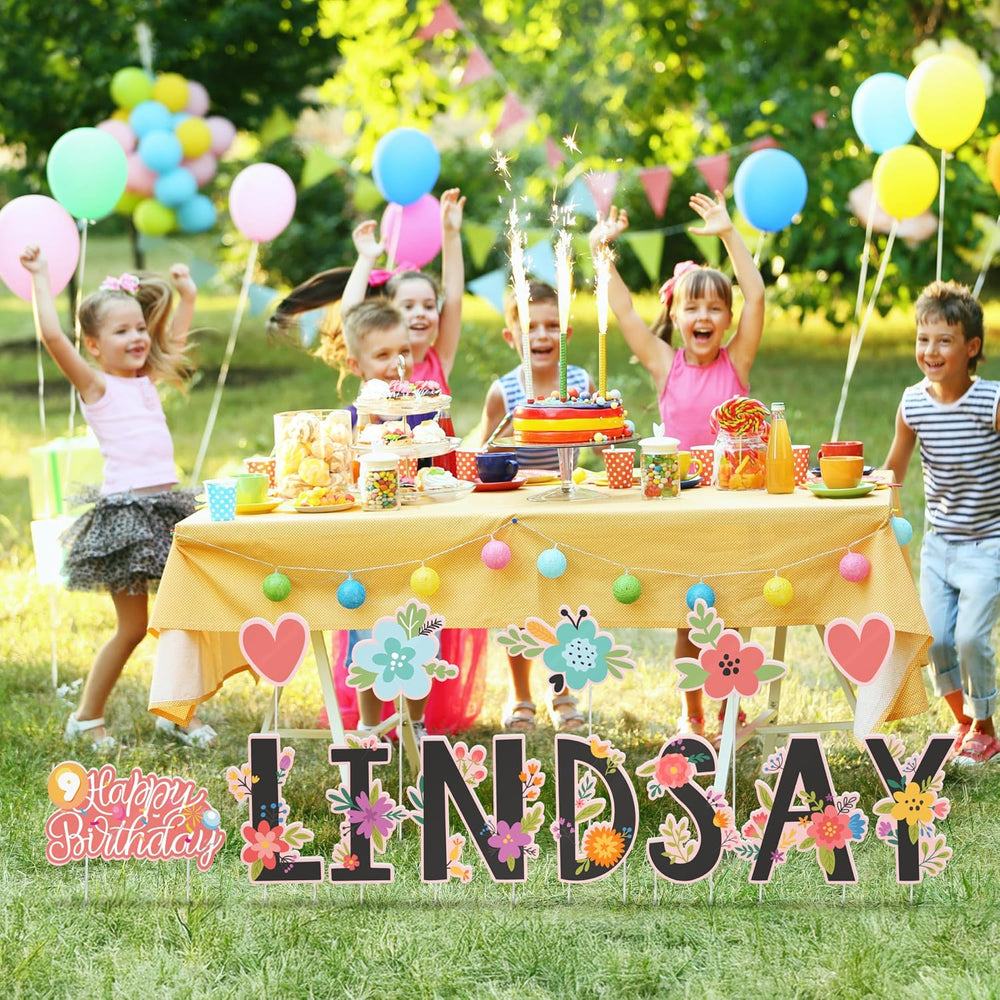 Personalized Happy Birthday Yard Sign & Matching Icons - 2 Sizes, 16 Them...