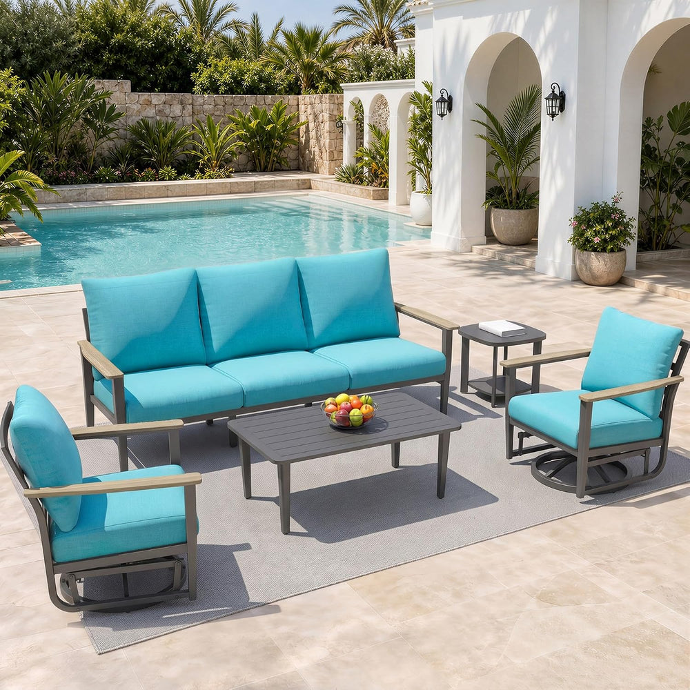 Aluminum Outdoor Patio Furniture Set with 5.1-Inch Cushions