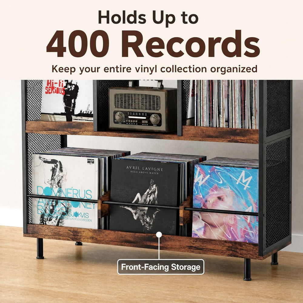 KirKical 3-Tier Large Capacity Record Player Stand, Holds Up to 400 Albums
