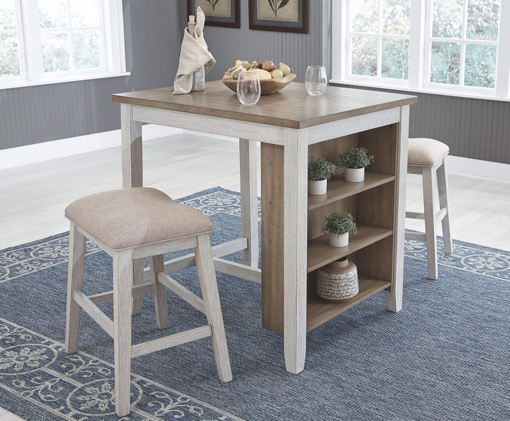 Signature Design by Ashley Skempton 3 Piece Counter Height Dining Set with 2 ...
